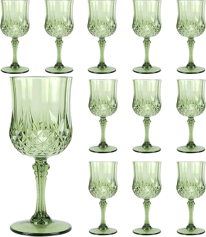 Plastic Wine Glasses, Plastic Goblets Vintage Style Cordial Unbreakable Drinking Glasses, Reusabl... | Amazon (US)