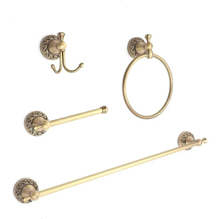 MONIPA 4 PCS Wall Mounted Set Bathroom Set Antique Brass Bathroom Accessories Set | Walmart (US)