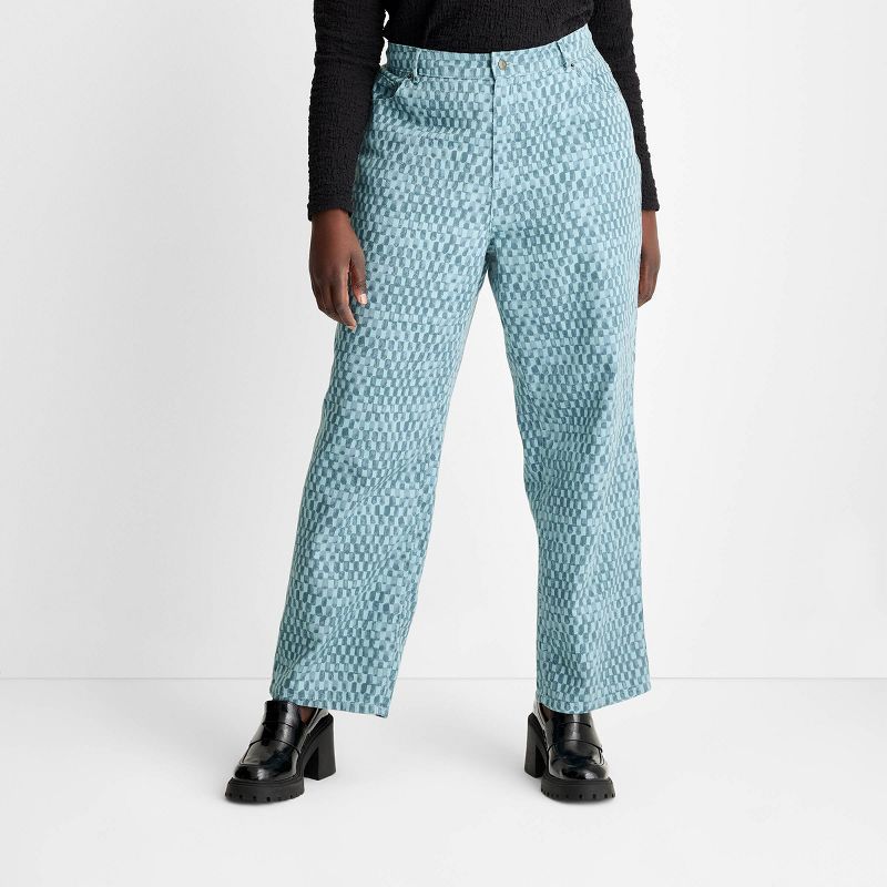 Women's Straight Leg Checkered Denim Pant - Future Collective™ with Gabriella Karefa-Johnson Li... | Target