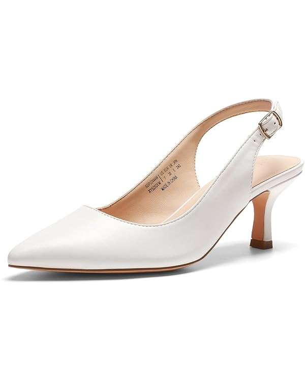 DREAM PAIRS Women's Kitten Heels Slingback Closed Pointed Toe Low Pumps Shoes Women Party Wedding... | Amazon (US)