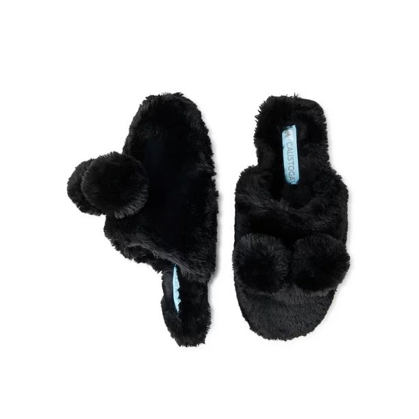 Calistoga Women's Fuzzy Pom Pom Mule Slippers - Walmart.com | Walmart (US)