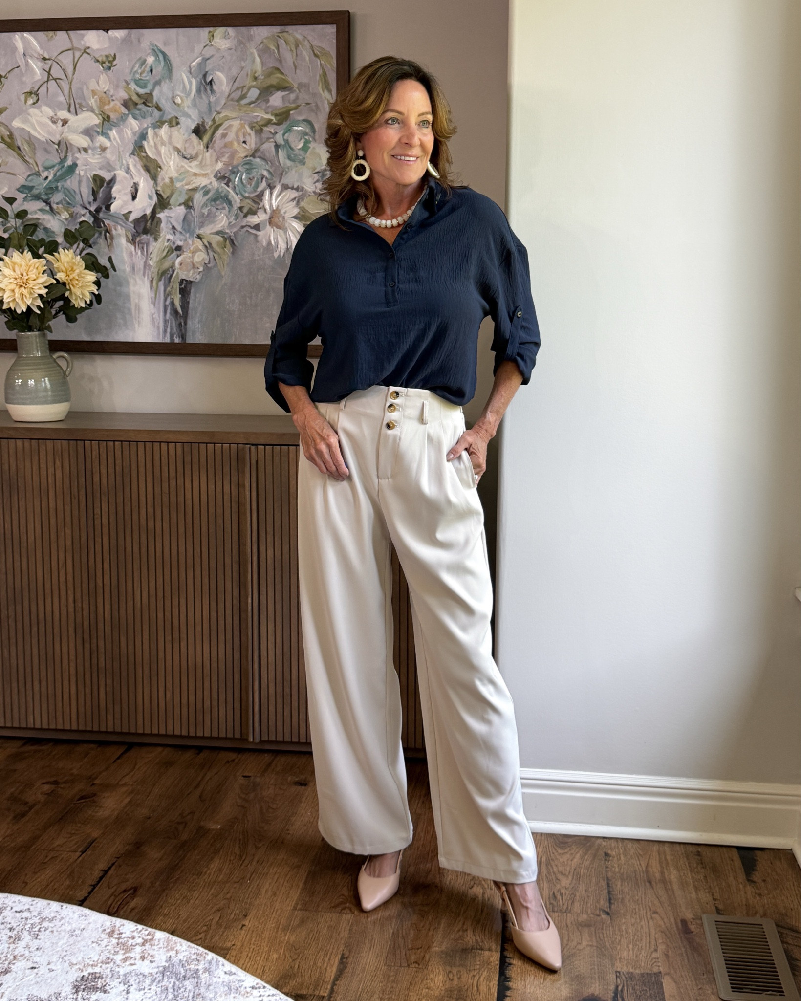 Polished Fall Style Without the Usual Fall Colors

Navy and ivory are such an easy combination when I want to look polished but don’t want to reach for the predictable fall palette. These wide-leg trousers make the whole outfit feel elevated while still being incredibly wearable.

#falloutfit #widelegpants #classicstyle #over50style #polishedcasual

Commissioned Link