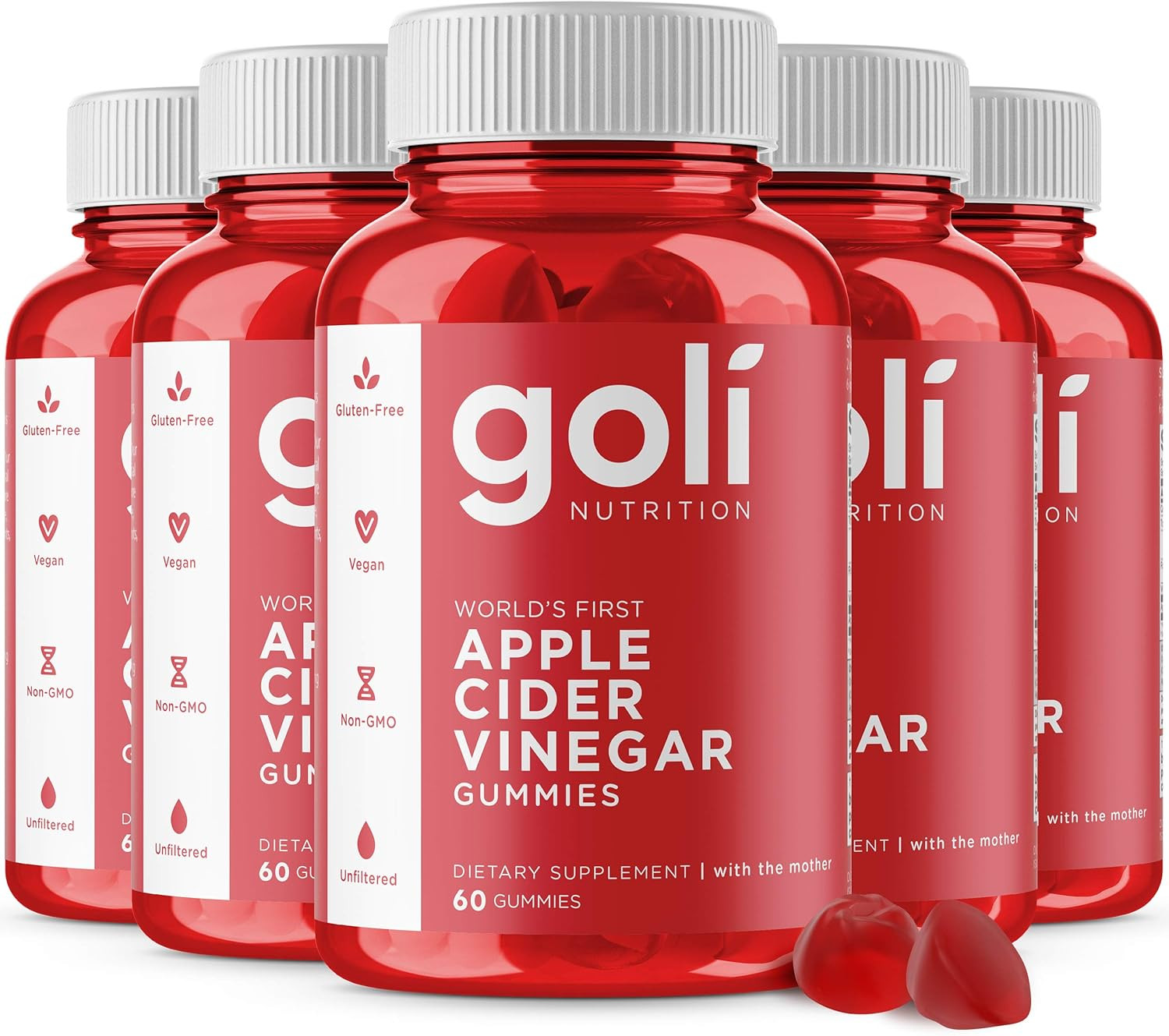 Goli® Apple Cider Vinegar Gummy Vitamins (5 Pack, 300 Count, Gelatin-Free, Gluten-Free, Vegan & ... | Amazon (US)