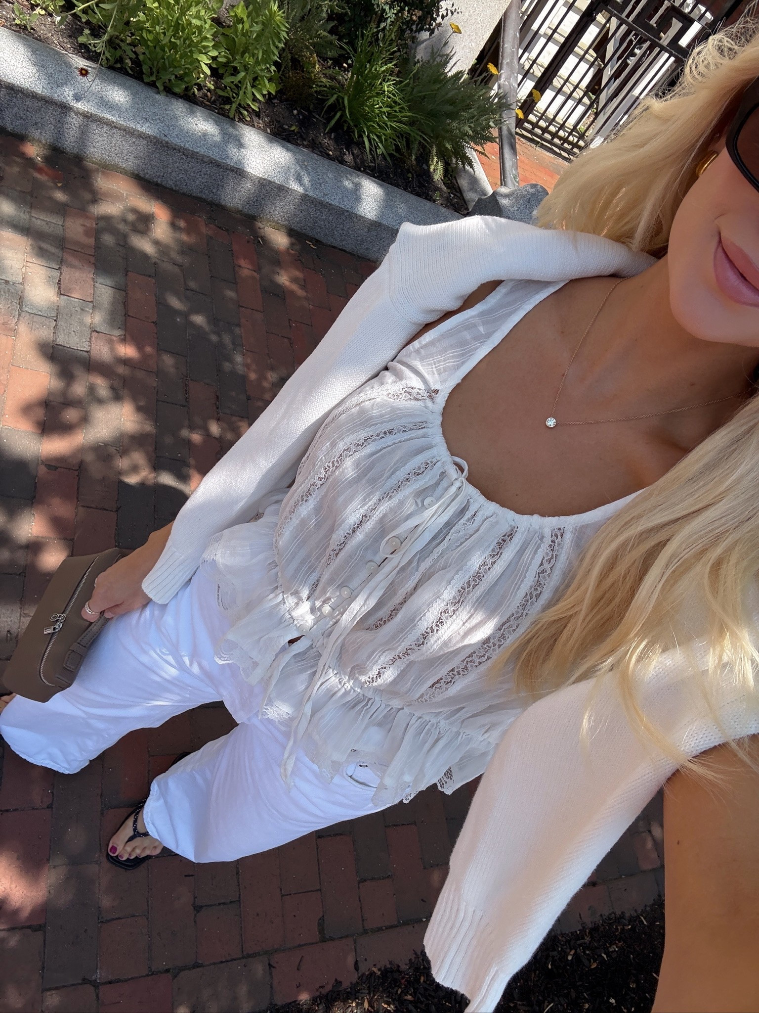Wearing med in top, 25 in jeans (went down one size), shoes are tts, code KATHLEEN20 in sunnies, code “KPGS20!” for discount on necklace! Linking similar in all!  #kathleenpost

Spring transition outfit, summer chic look, cool summer day

#LTKootd #LTKSeasonal
