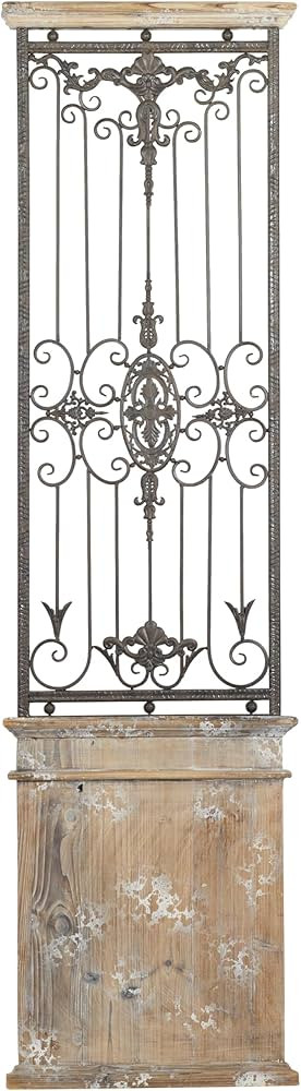 Deco 79 80944 Decor Distressed Door Inspired Ornamental Panel Wall Sculpture with Black Metal Wir... | Amazon (US)