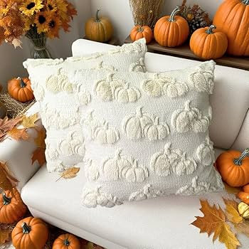 Booque Valley Fall Decorative Pillow Covers Set of 2 Soft Plush Faux Fur Wool Pumpkin Throw Pillo... | Amazon (US)