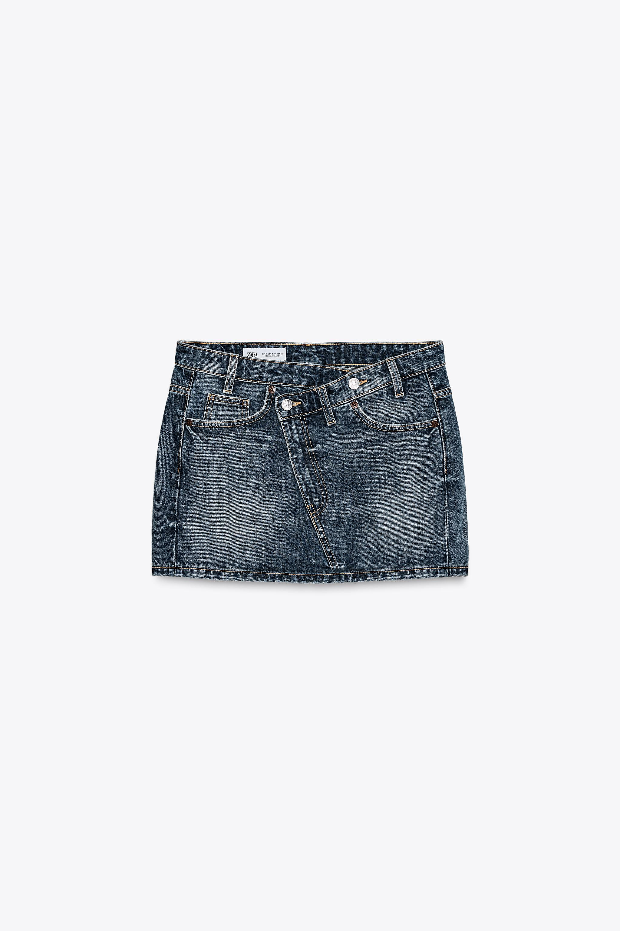 TRF CROSS-WAIST DENIM SKIRT | Zara US