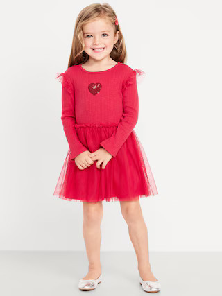 Long-Sleeve Fit and Flare Tutu Dress for Toddler Girls | Old Navy (US)