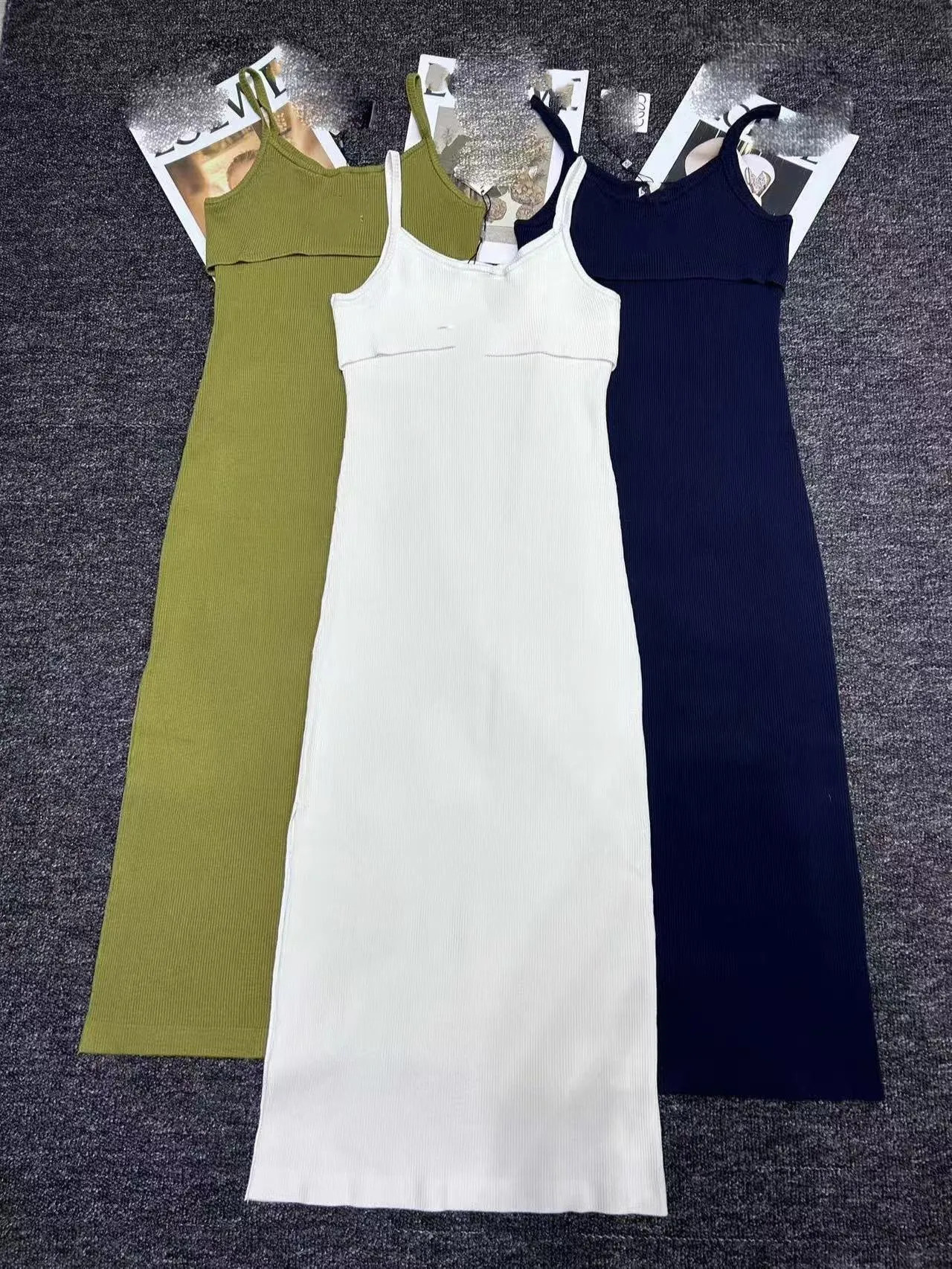 Luxury Designer Knitted Camisole Dress with Side Slit - High-End Fashion Statement | DHGate