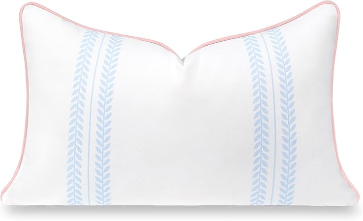 Hofdeco Premium Coastal Grandmillennial Patio Indoor Outdoor Lumbar Pillow Cover Only, 12"x20" Wa... | Amazon (US)