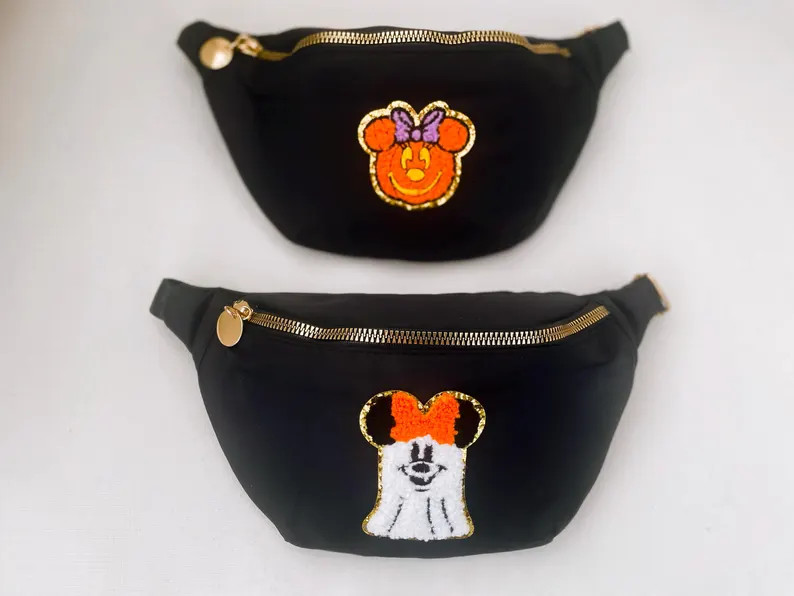 Halloween Fanny pack for Disney, mouse with ears patch, pumpkin ghost Minnie, nylon bag with patc... | Etsy (Global)