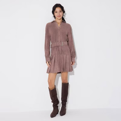 Women's Long Sleeve Suede Mini Shirtdress - Wild Fable™ | Target