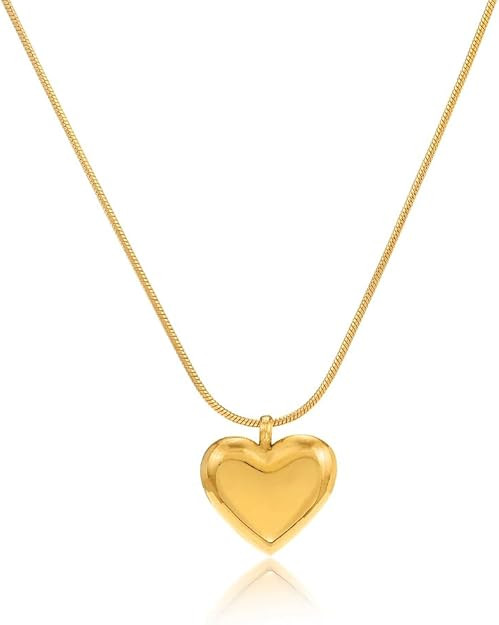 Vivid Echo 18k Gold Plated Heart Pendant Necklace for Women, Elegant Dainty Jewelry with Gift Box... | Amazon (US)