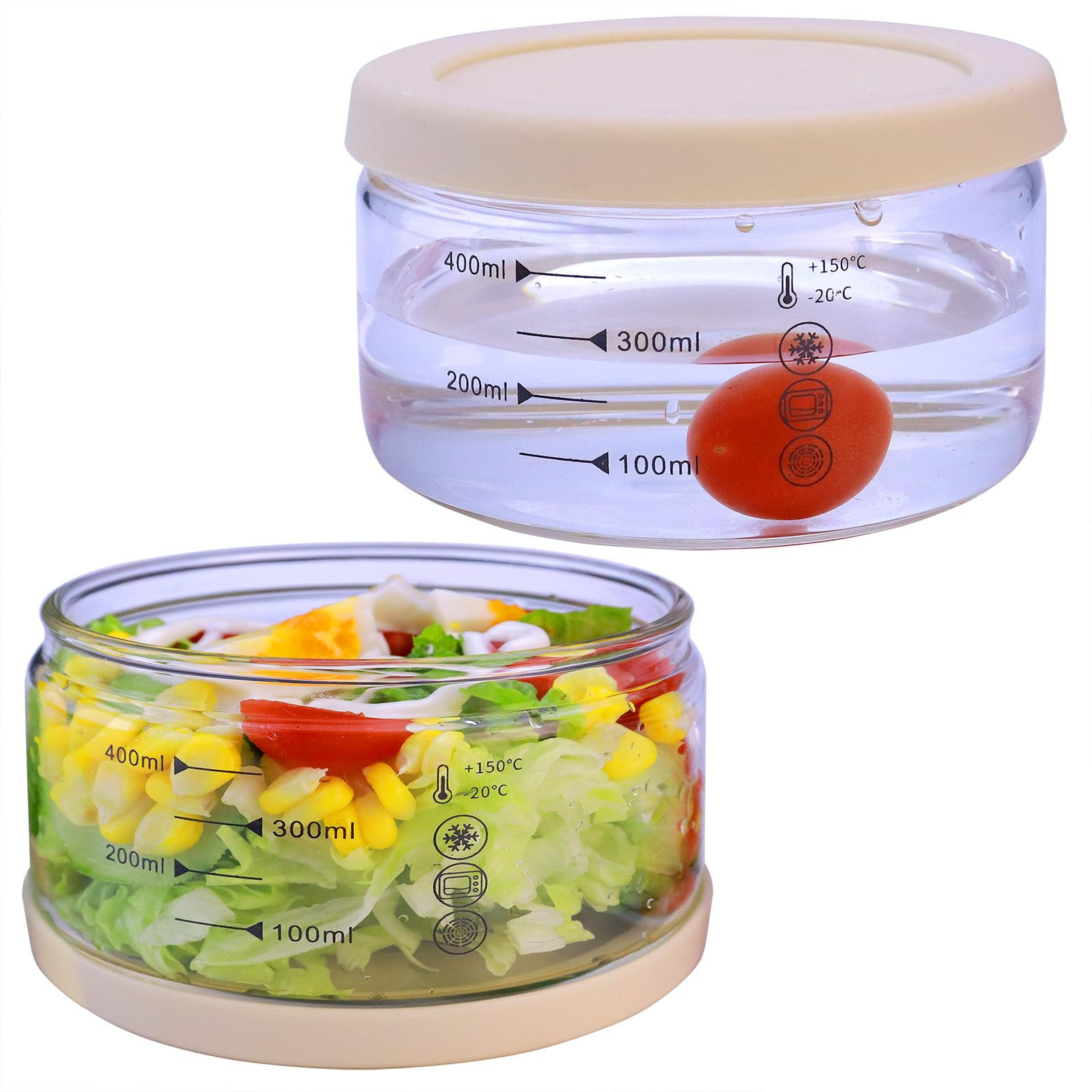 16 oz Glass Food Storage Containers - Clear, Meal Prep Containers, Freeze Bowls, Microwave Safe (... | Amazon (US)