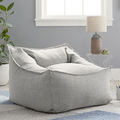 Boucle Twill Gravel Modern Lounger | Pottery Barn Teen