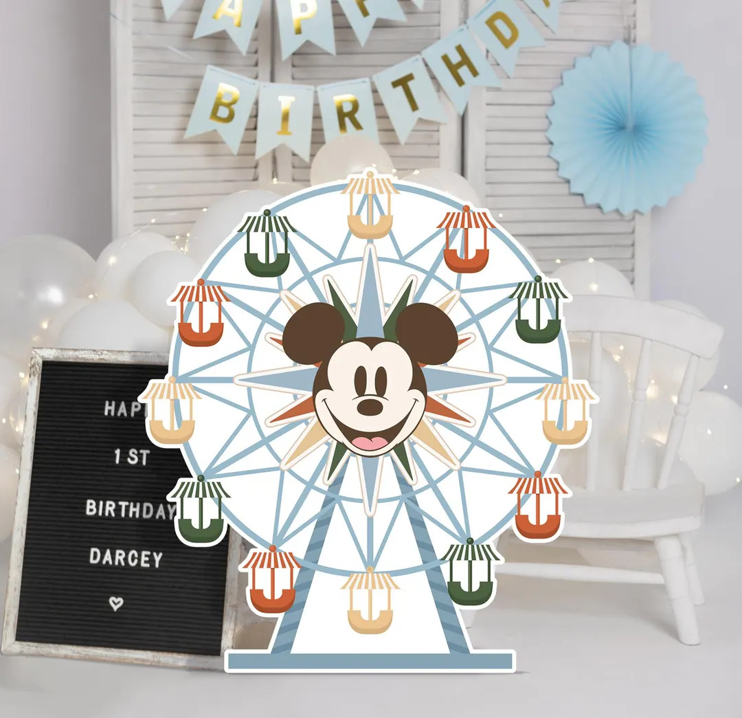 Printable Mickey Ferris Wheel Cutout, Disneyland Birthday Party Stand up Prop, Mickey Baby Shower... | Etsy (US)
