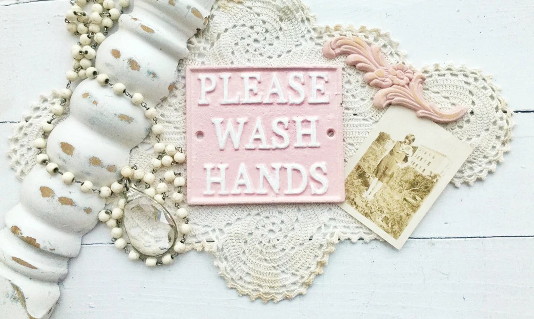 Wash Your Hands Sign Petite Bathroom Decor, Please Wash Your Hands Sign Cast Iron Sign Bath Decor... | Etsy (US)