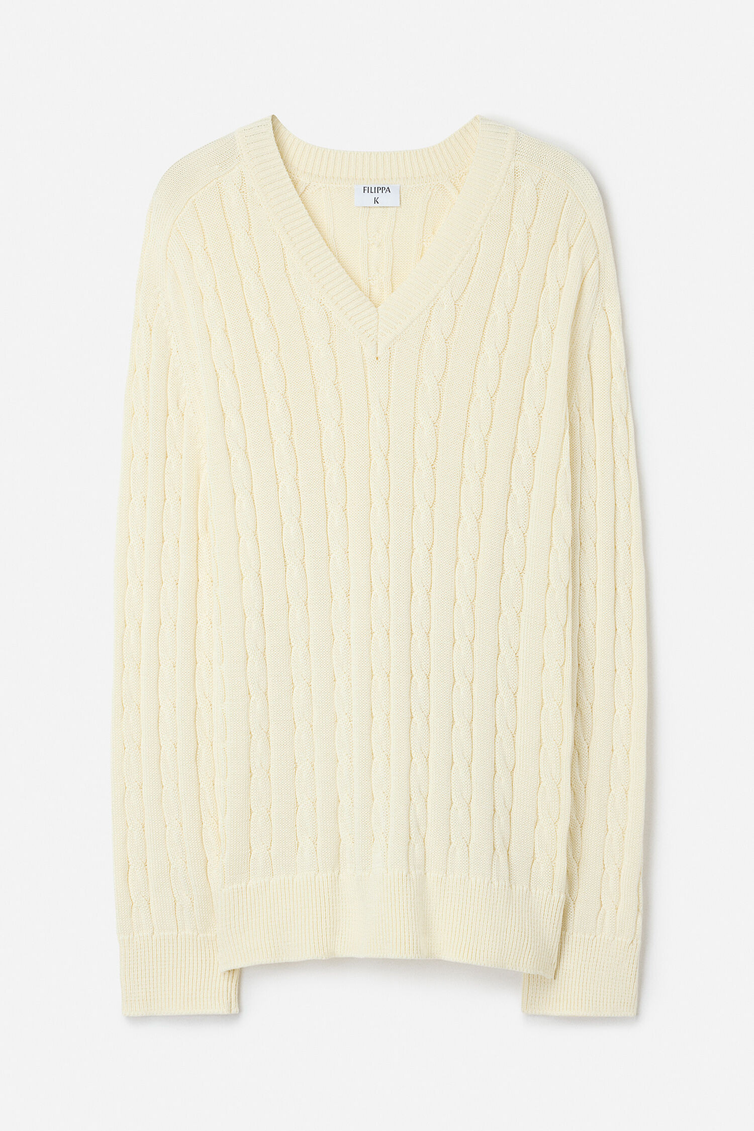 Braided Cotton V-Neck Sweater | Filippa K
