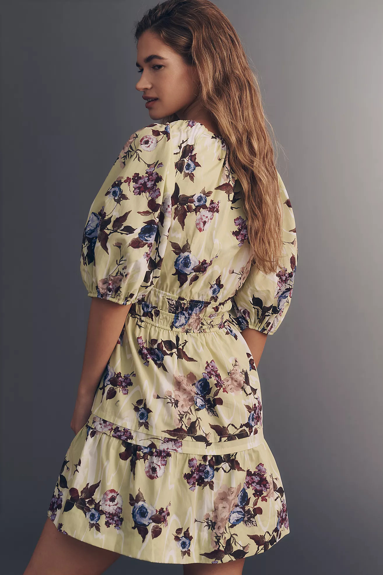 Maeve 100% Cotton Puff-Sleeve Smocked A-Line Mini Dress | Anthropologie (US)