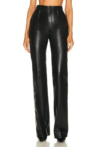 Saint Laurent Leather Pant in Black - Black. Size 40 (also in 36). | FWRD 
