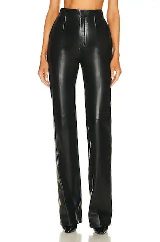 Saint Laurent Leather Pant in Black - Black. Size 40 (also in 36). | FWRD 