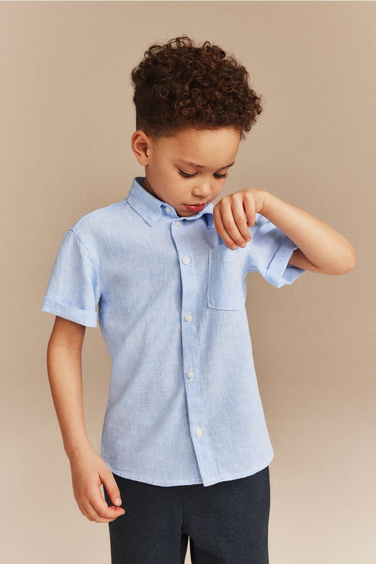 Linen-blend Shirt - Light blue - Kids | H&M US | H&M (US + CA)