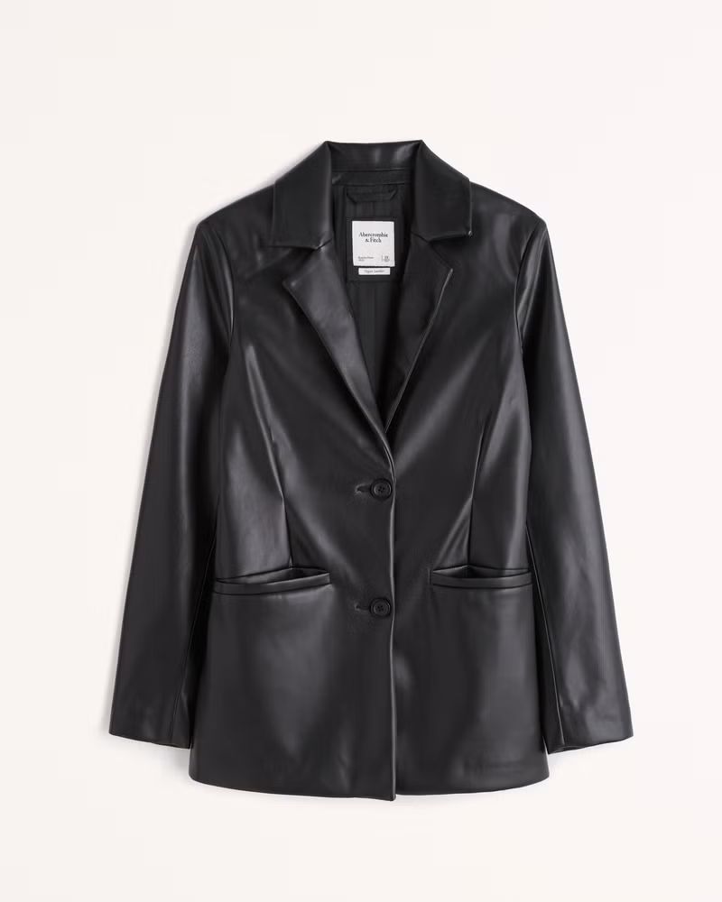 Abercrombie & Fitch Women's Vegan Leather Blazer in Black - Size S TLL | Abercrombie & Fitch (US)