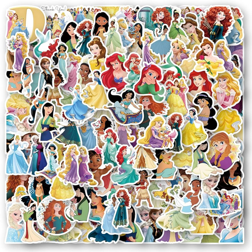 120Pcs Princess Stickers for Water Bottles Vinyl Waterproof Cartoon Princess Stickers for Girls K... | Amazon (US)