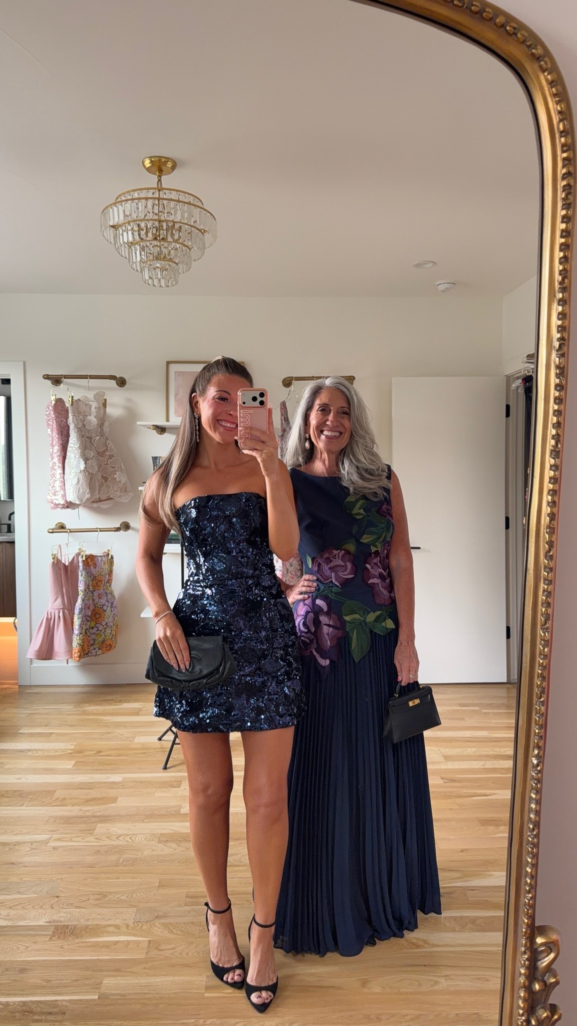 navy strapless sequin mini dress, navy sleeveless maxi dress with purple floral print mom and me formal wedding guest and mother of the bride dresses 💍

I’m 5’4” and wearing my usual small/2 in most
• sized down to xs 

mom is 5’4” and wears a medium/6
• sized down to 4 

summer wedding guest dresses, wedding guest dresses, cocktail dresses, semi-formal dresses, black tie wedding guest dresses, destination wedding guest dresses, garden party dresses, wedding guest outfit ideas, mom & me outfits, mom & me dresses, matching outfits, mother daughter outfits, family photo outfits, wedding guest dresses, mother of the bride, mother of the groom, wedding guest outfit ideas

#LTKootd #LTKgrwm #LTKWedding