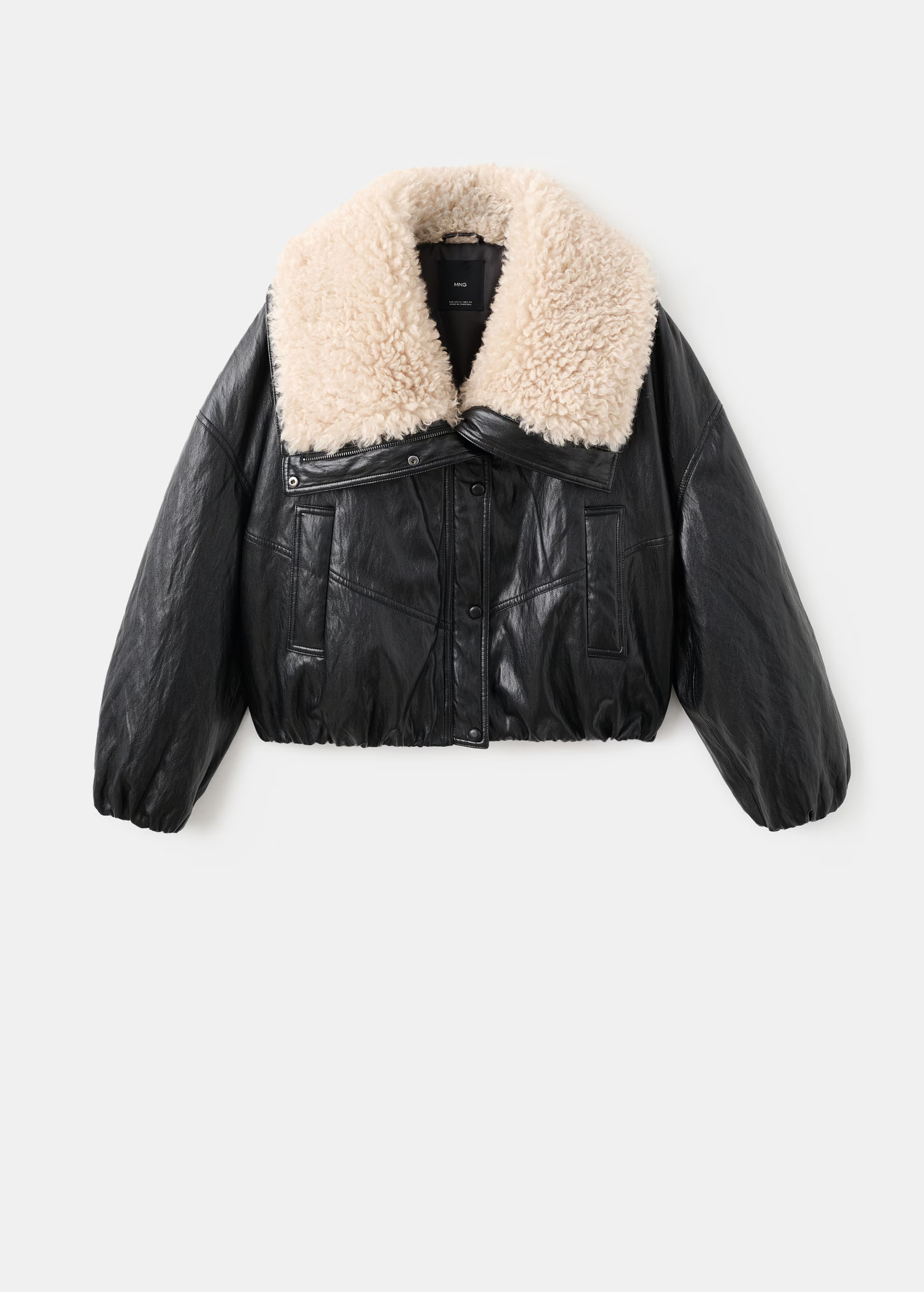 Leather-effect jacket with shearling collar | Mango (US/MX/AU)