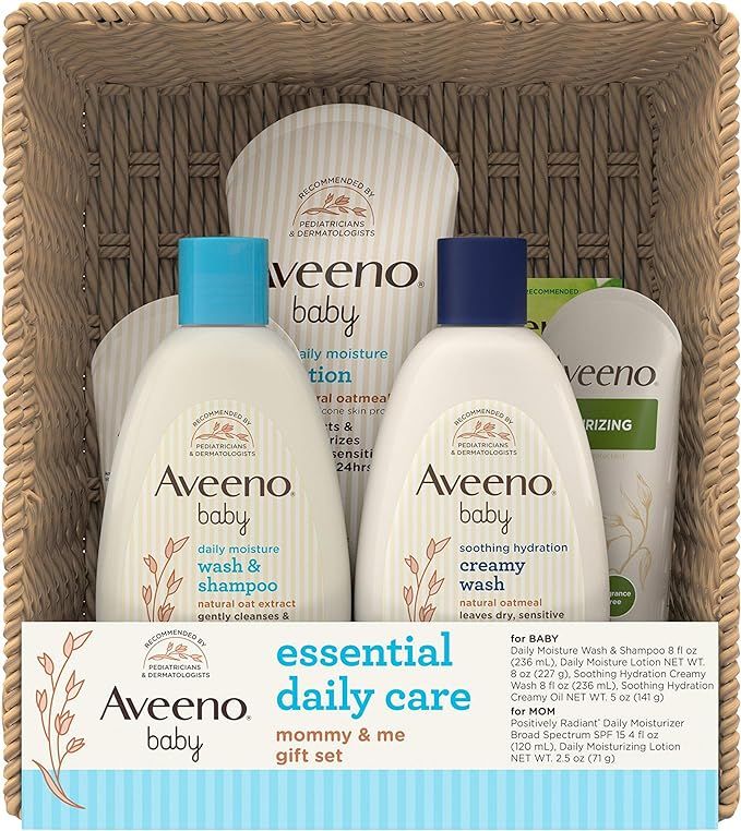 Aveeno Baby Essential Daily Care Baby & Mommy Gift Set Featuring a Variety of Skin Care and Bath ... | Amazon (US)