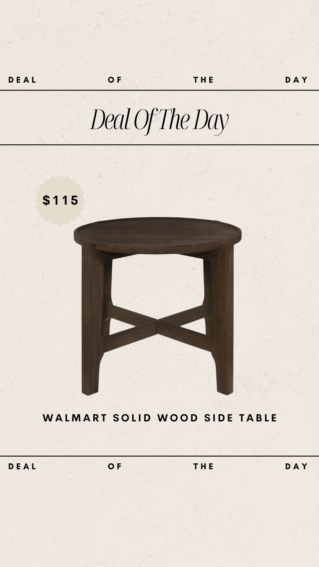 Deal of the Day - Walmart Solid Wood Side Table // only $115!

home deals, walmart furniture, walmart home finds, budget friendly side table 

#LTKHome #LTKStyleTip