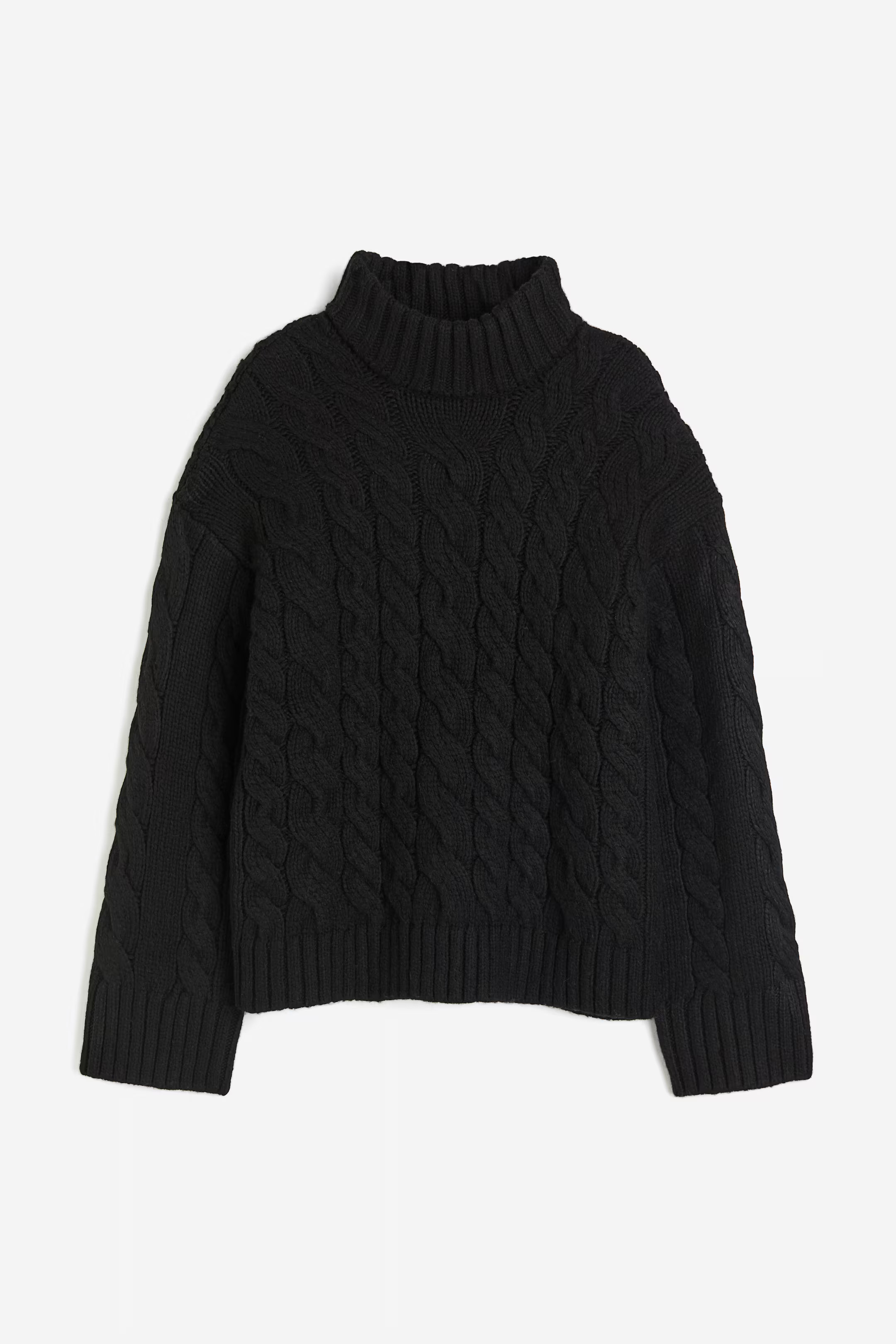 Cable-knit turtleneck jumper - Black - Ladies | H&M GB | H&M (UK, MY, IN, SG, PH, TW, HK)