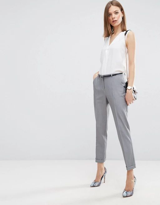 ASOS The Slim Tailored Cigarette Trousers With Belt | ASOS UK