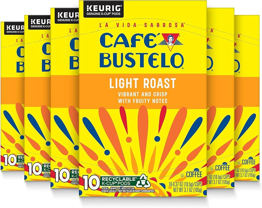 Café Bustelo Light Roast Coffee, 10 Ct. K-Cup pods (Pack of 6) | Amazon (US)