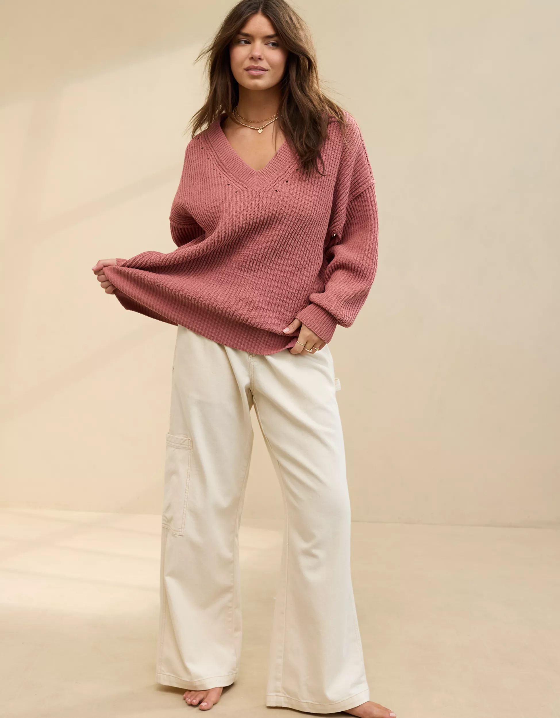 Aerie Beyond Chenille V-Neck Sweater | Aerie