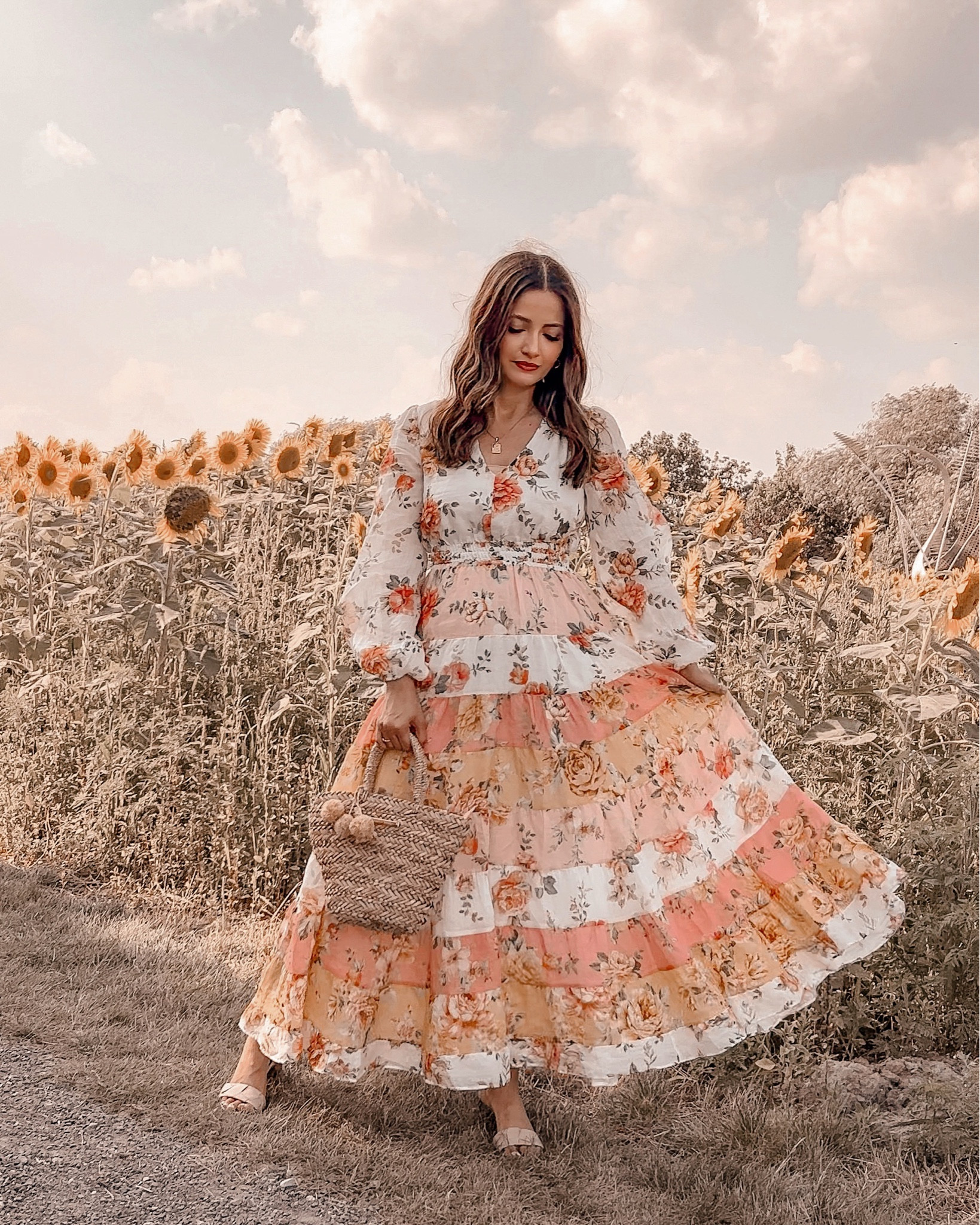 knee length dresses for ladies Shop the Lucinda Floral Applique Maxi Dress in Pink