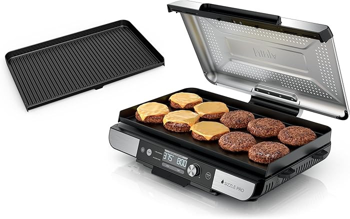 Ninja Sizzle Pro XL 20-Inch Indoor Griddle + Grill, Detachable Ventilated Lid, Grease Control, Ce... | Amazon (US)