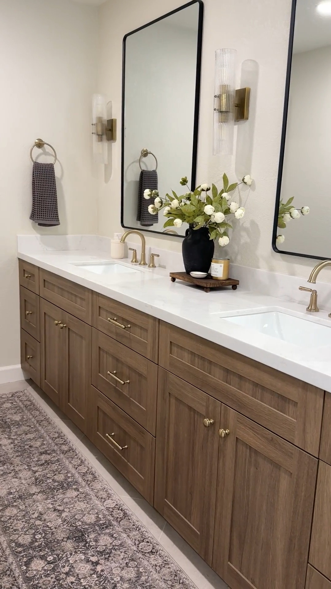 Master bathroom styling inspo! Our primary bathroom is almost complete so I’m showing you everything I used to style the space! Next up, art! 
•••
Bathroom decor, master bathroom decor, primary bathroom decor, bathroom counter styling, bathroom runner, runner rug, bathroom rug, bathroom stool, bathtub stool, bath salt jar, bathroom sconces, champagne bronze, delta champagne bronze 



#LTKSaleAlert #LTKHome #LTKselfcare