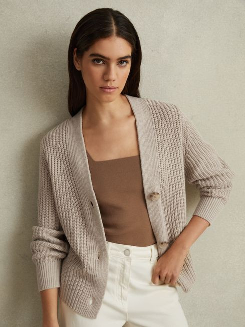 Cotton Blend Knitted Cardigan | Reiss DE