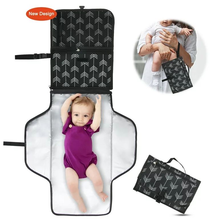 Baby Portable Changing Pad with Pockets - Diaper Clutch - Auchen Lightweight Travel Mat Station D... | Walmart (US)