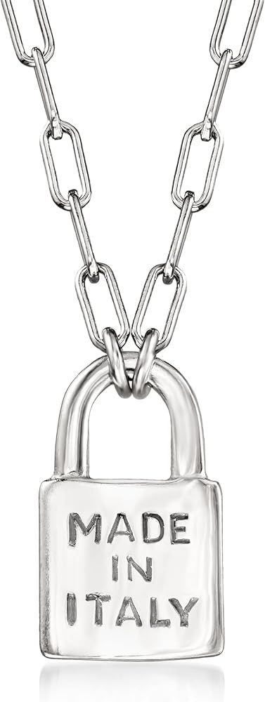 Ross-Simons Italian Sterling Silver "Made in Italy" Lock Paper Clip Link Necklace | Amazon (US)