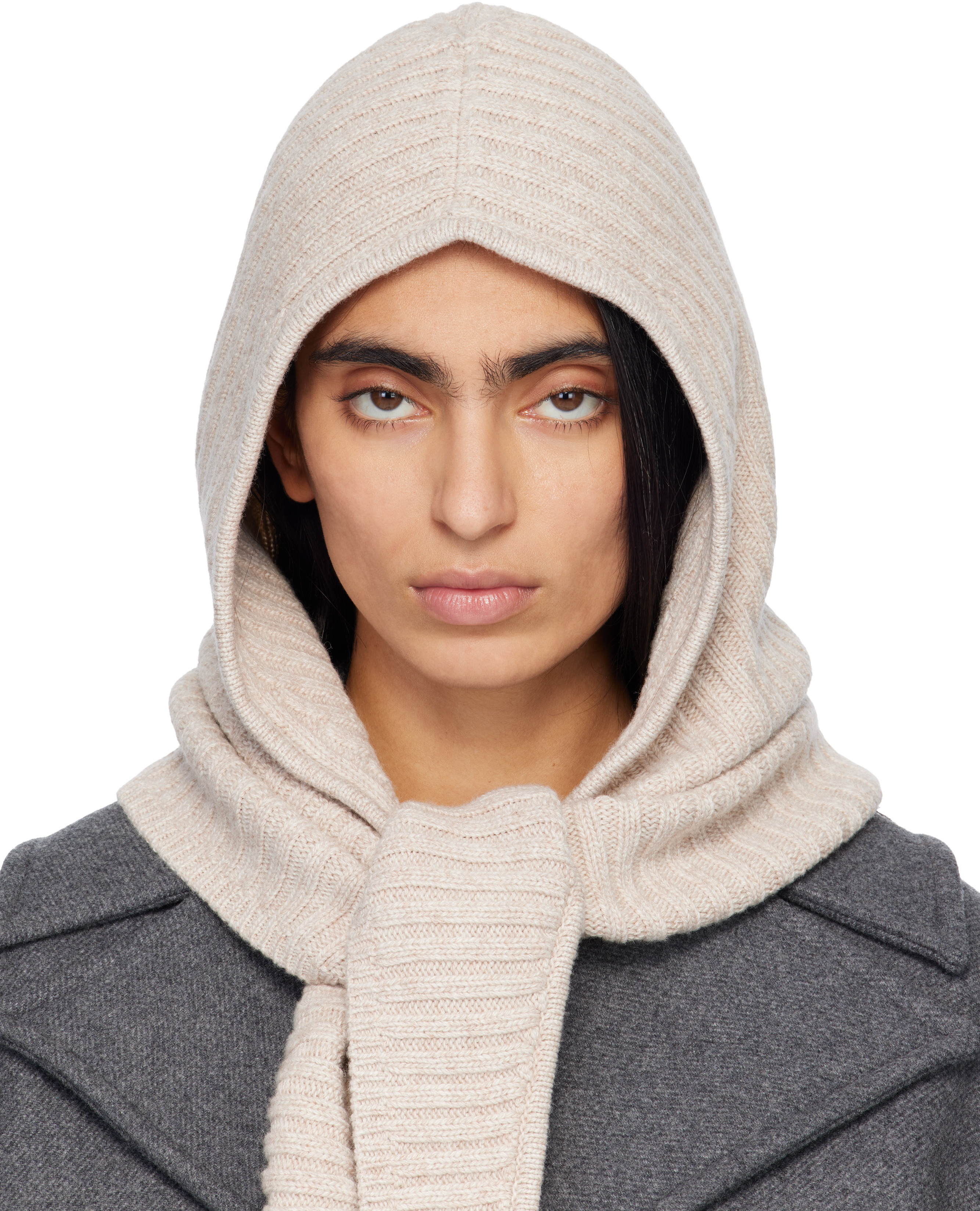 GANNI Beige Wool Mix Balaclava | SSENSE