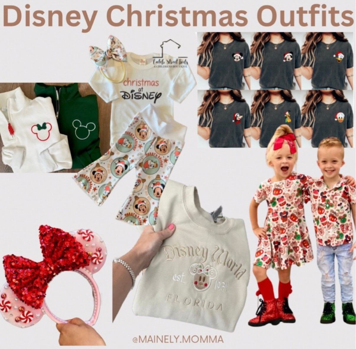 Disney + Christmas = core childhood memories unlocked 🎄✨
Sharing the cutest holiday outfits, tees, lounge sets, bows, and accessories for your little Mouseketeers. Perfect for park trips, Christmas cards, or twirling around the house in full festive magic.

From embroidered crewnecks to peppermint Minnie ears and cozy Mickey prints—these are selling FAST, so I rounded everything up in one easy-to-shop LTK. Tap to grab your favorites! ❤️💚

#LTKTravel #LTKSeasonal #LTKHoliday