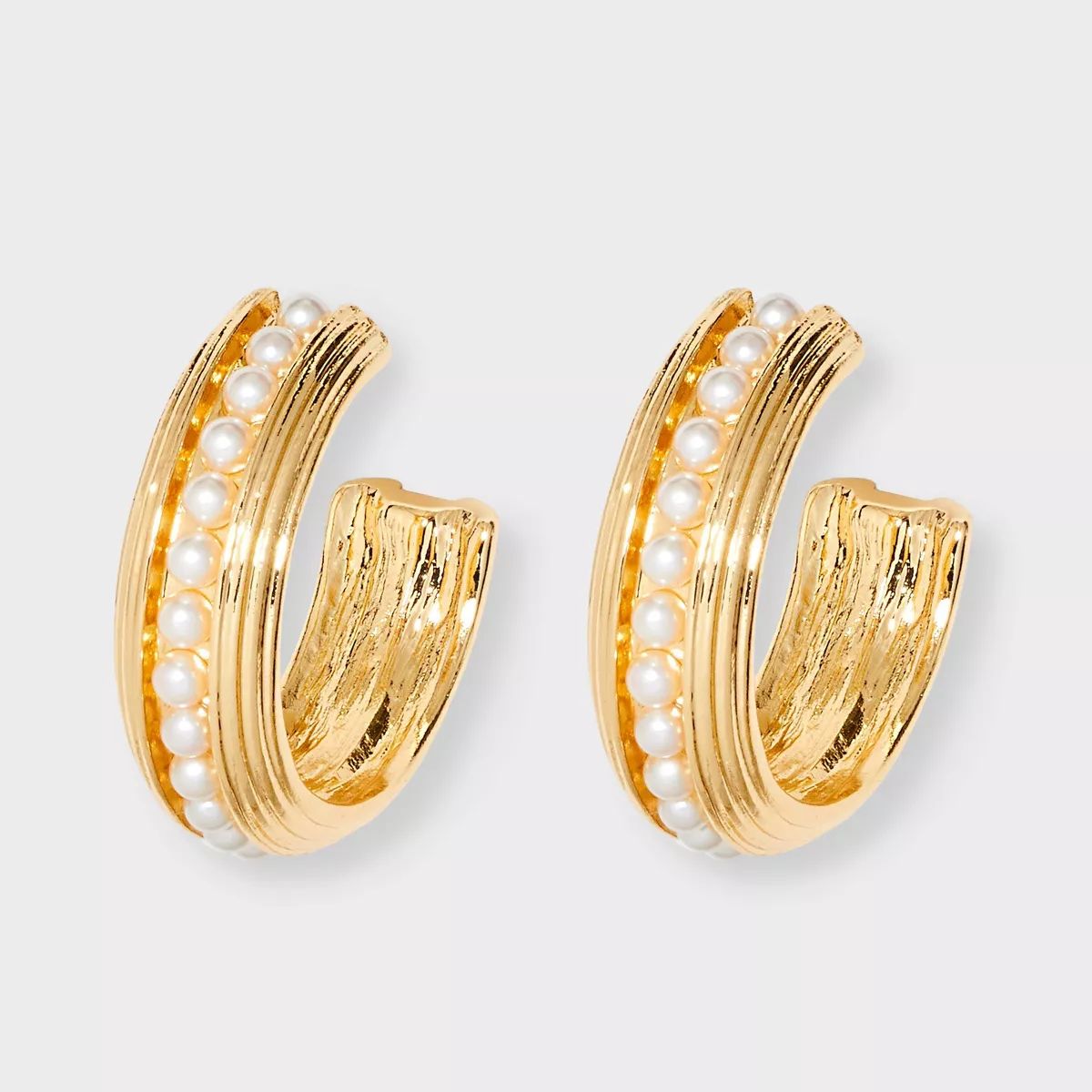 SUGARFIX by BaubleBar Gold and Pearl Hoop Earrings | Target
