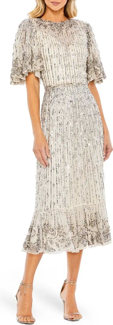Sequin Flounce Sleeve Tulle Cocktail Dress | Nordstrom
