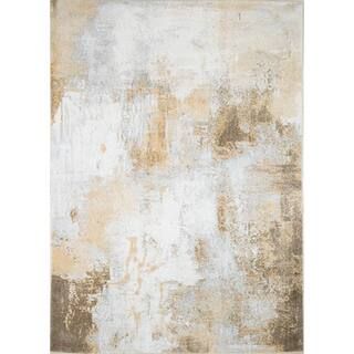 Everek Ivory/Gold 8 ft. x 10 ft. Abstract Transitional Area Rug | The Home Depot