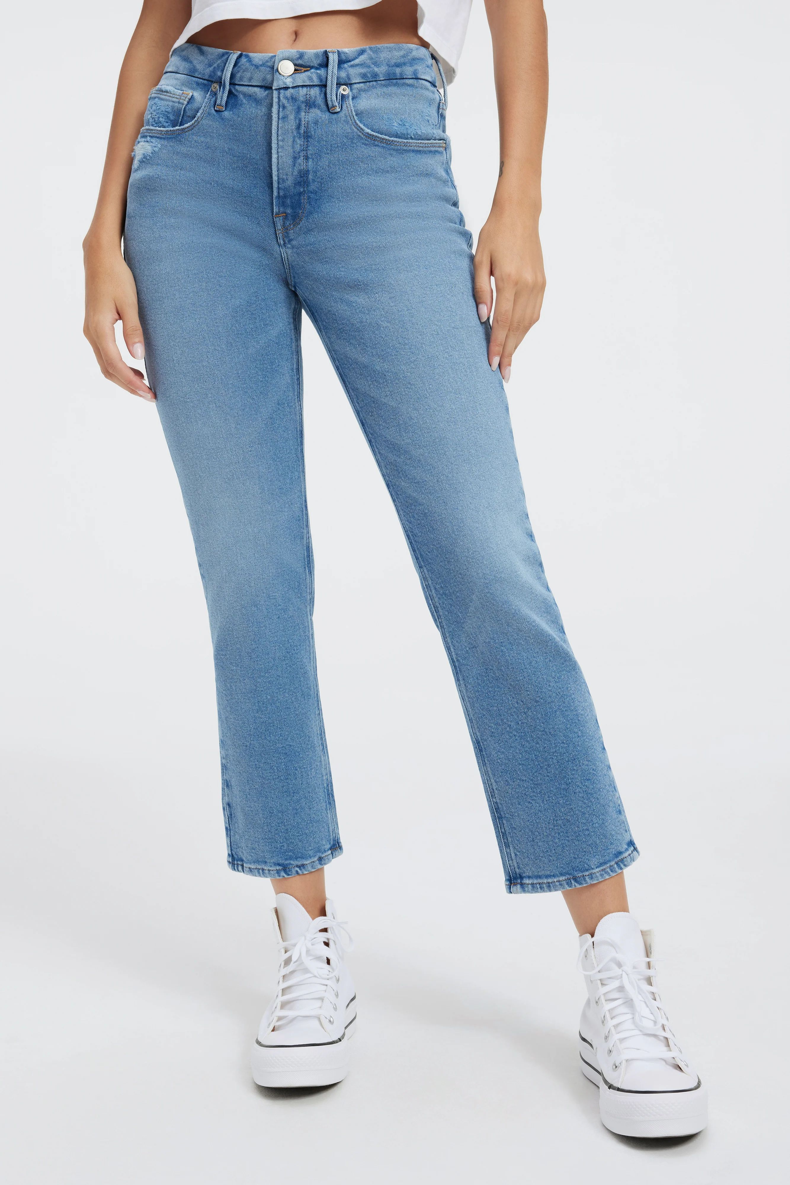 GOOD ICON CROPPED  JEANS| INDIGO347 | Good American