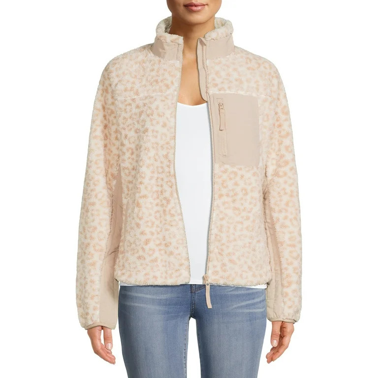 Time and Tru Women's and Women's Plus Full-Zip Faux Sherpa Jacket | Walmart (US)