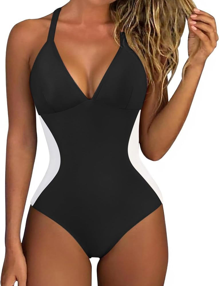 SUUKSESS Women Slimming Tummy Control One Piece Swimsuit Sexy Bathing Suit | Amazon (US)